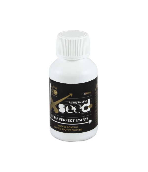 Bote de 100ml de X-Seed, para el germinado de las semillas de BAC.