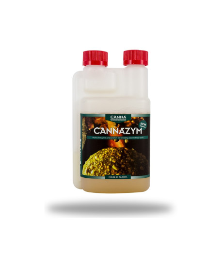 Bote de producto Cannazym, para aportar vitaminas a las plantas.